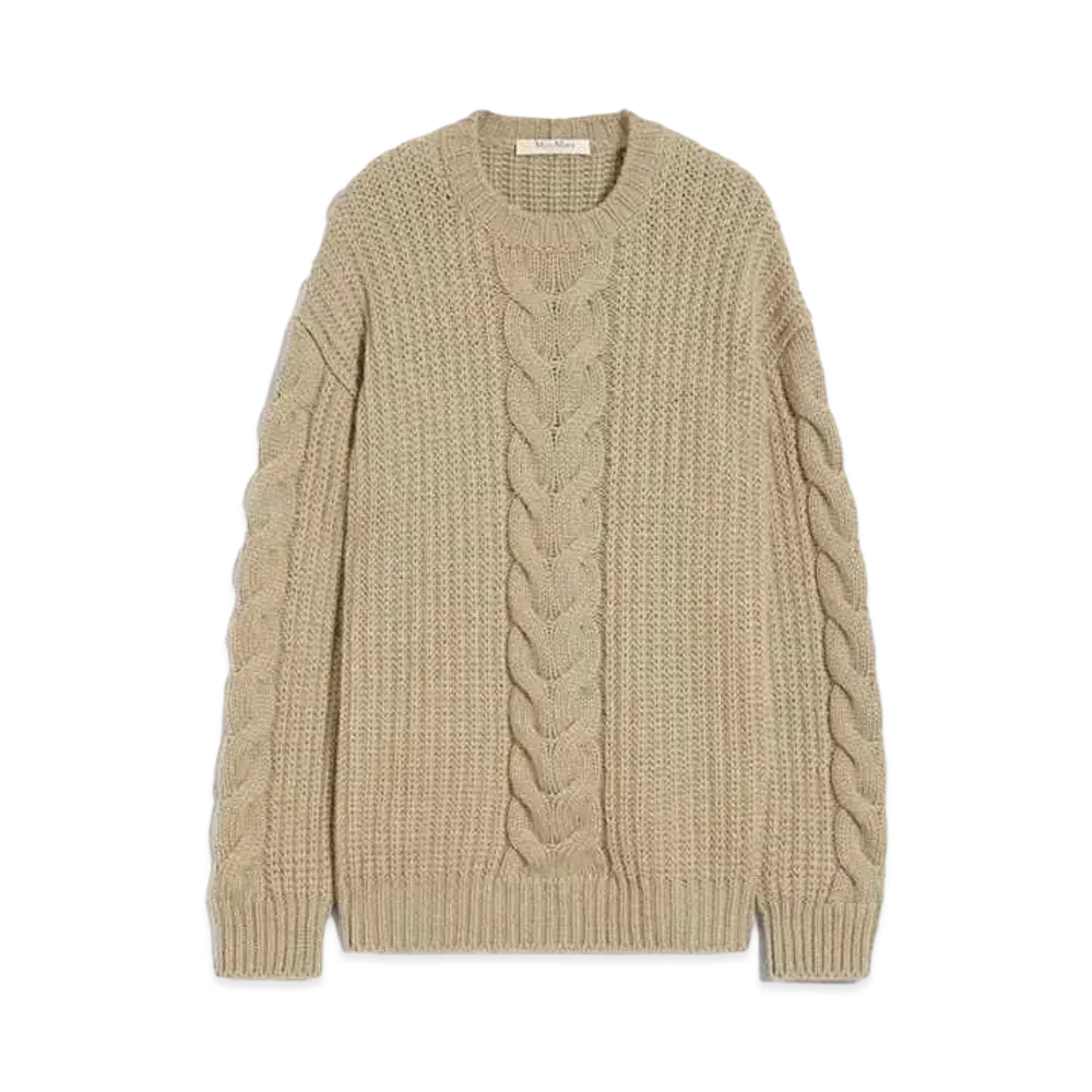 Max Mara Acciaio Cotton Ribbed Knit Pullover "Khaki"