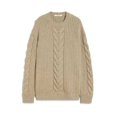 Max Mara Acciaio Cotton Ribbed Knit Pullover "Khaki"