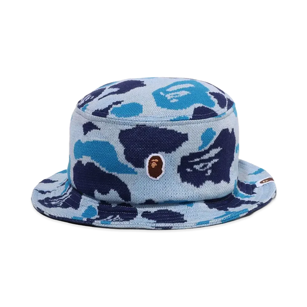 A BATHING APE One Point ABC Camo Jacquard Knit Bucket Hat "Blue"