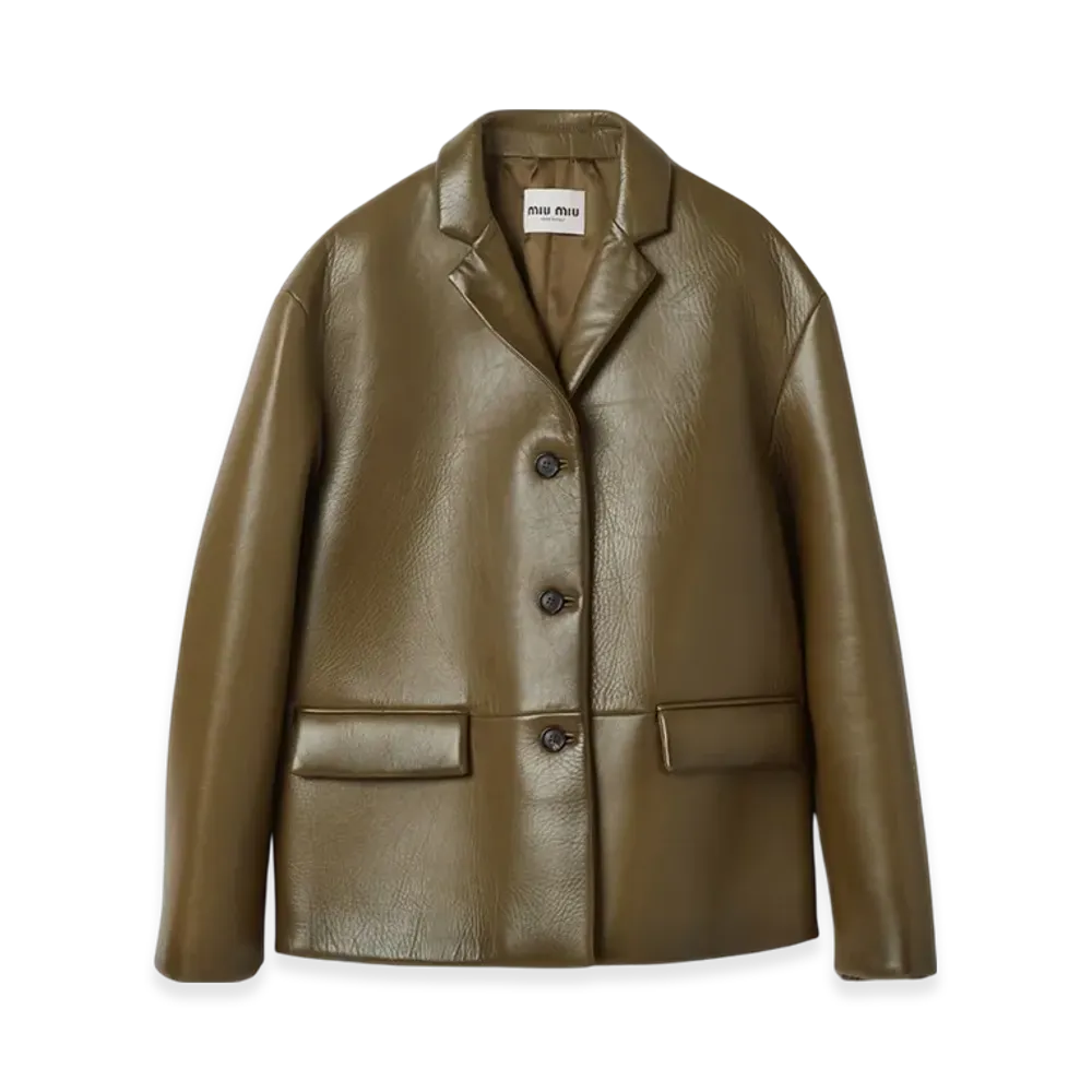 MIU MIU Women's Leather Jacket "Military Green"