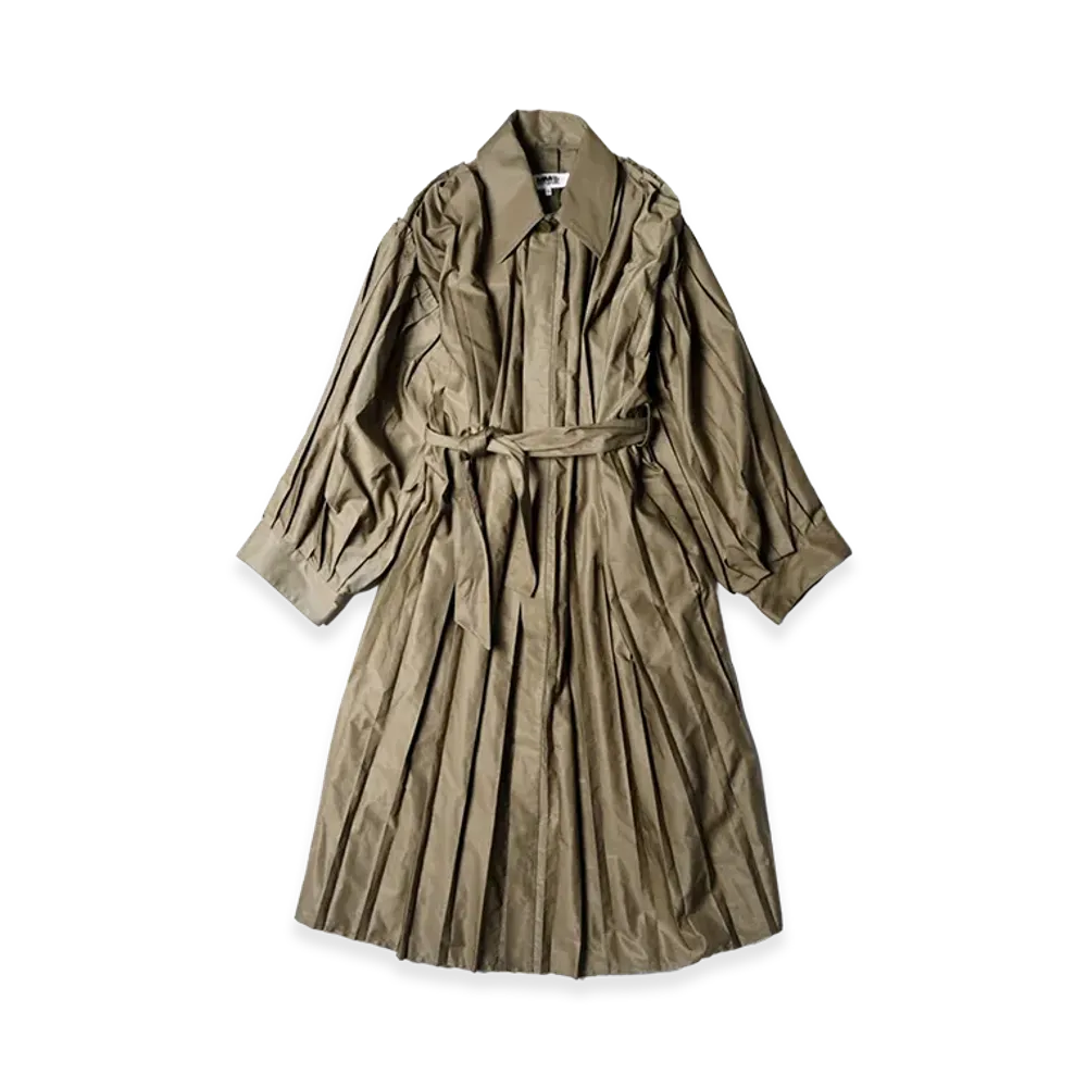 MM6 Maison Margiela Pleated Soutien Collar Coat "Khaki"