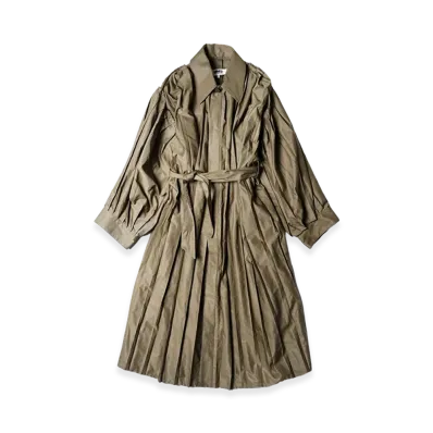 MM6 Maison Margiela Pleated Soutien Collar Coat "Khaki"