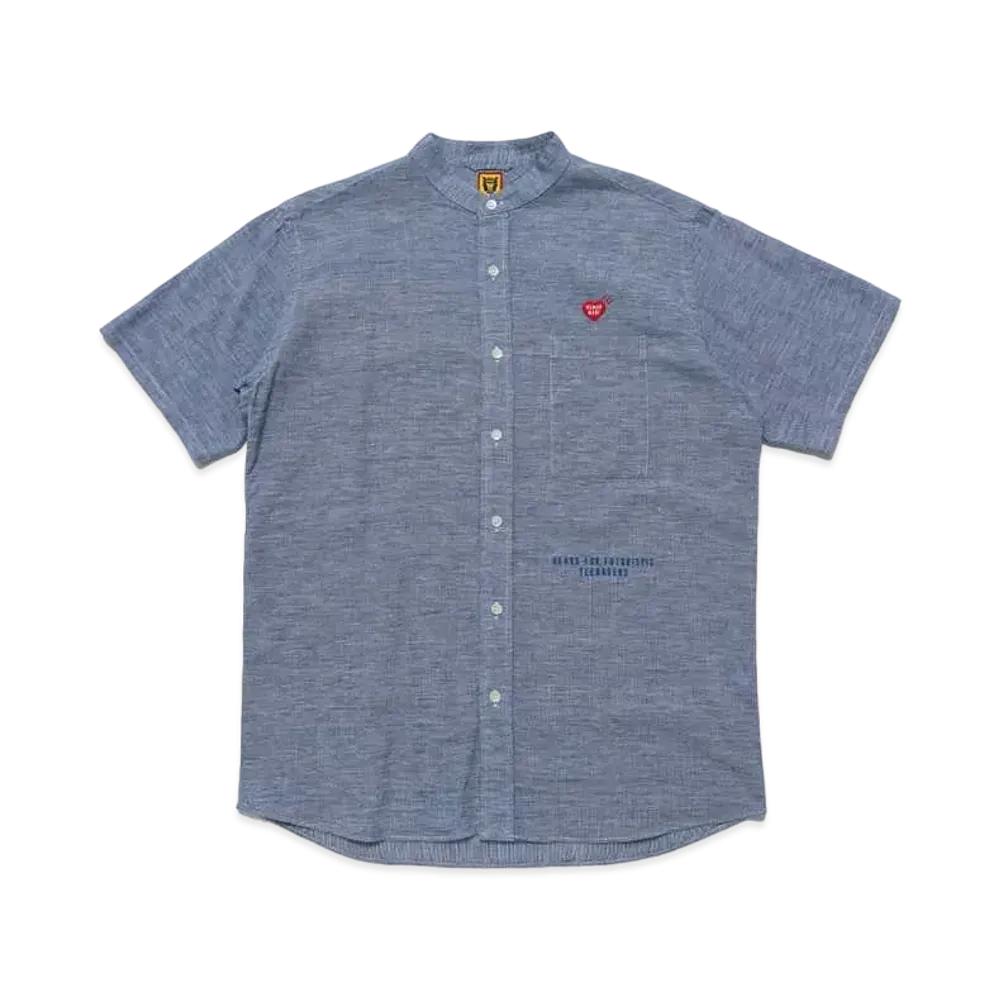 HUMAN MADE STAND COLLAR S/S SHIRT "Blue"