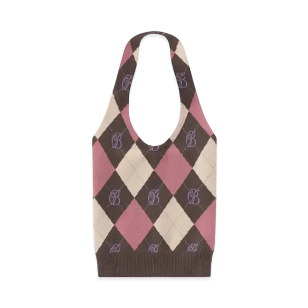 Blackeyepatch B Emblem Argyle Knit Halterneck "Pink"