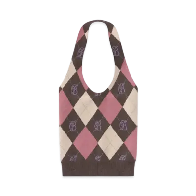 Blackeyepatch B Emblem Argyle Knit Halterneck "Pink"