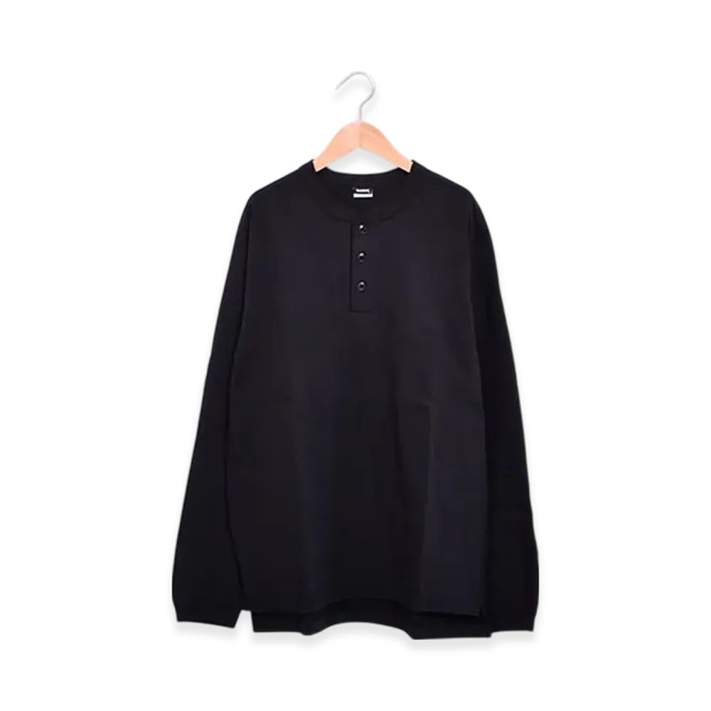 Healthknit Black Label Henley Neck Long Sleeve "Black"