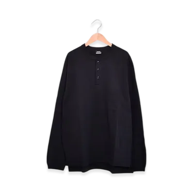 Healthknit Black Label Henley Neck Long Sleeve "Black"