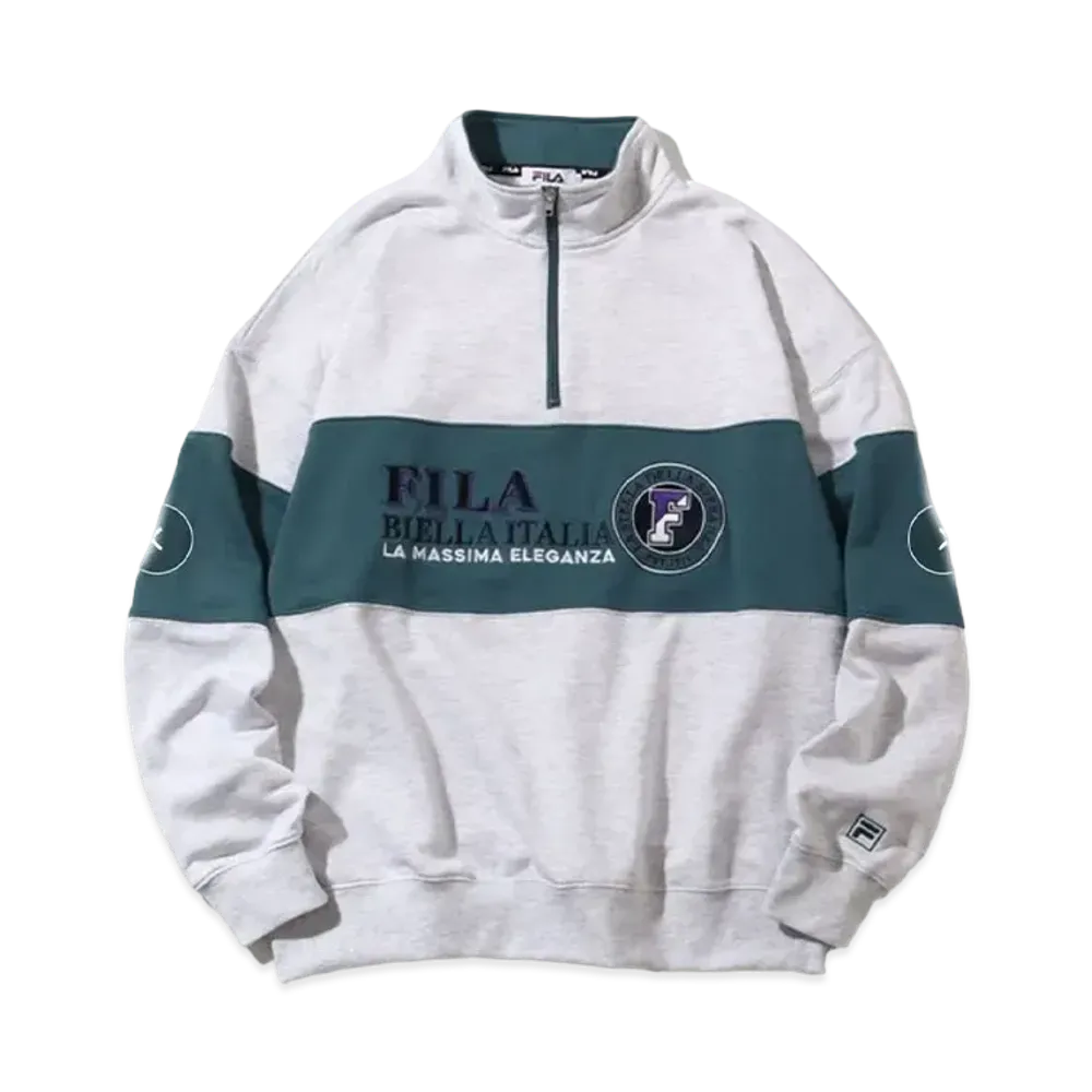 FILA Line Switching Vintage Logo Half Zip Pullover "Ash"