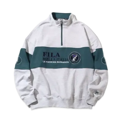 FILA Line Switching Vintage Logo Half Zip Pullover "Ash"