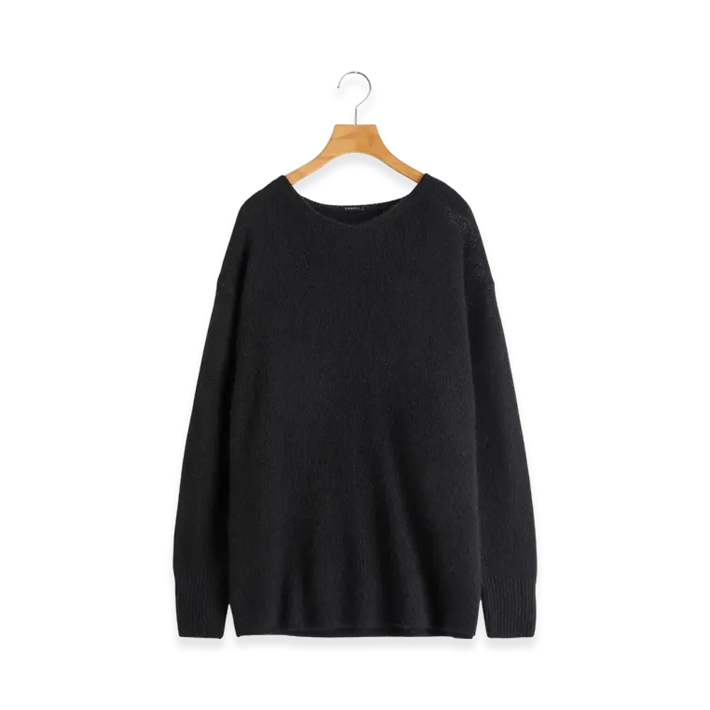 COMOLI Women's Cashmere Garment Dyed V-Neck Knit "Black"