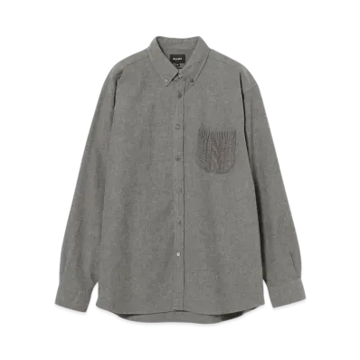 BEAMS Knit Pocket Mini Button Down Shirt "ChacoalGray"