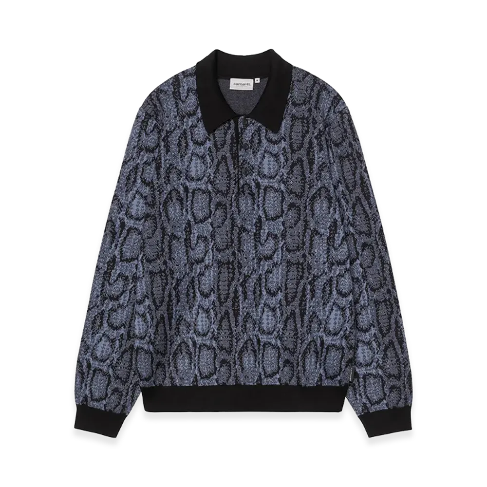 Carhartt WIP L/S Snake Polo "Snake Camo Jacquard/Velvet Blue"