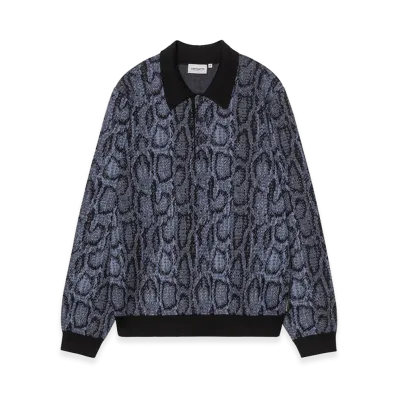 Carhartt WIP L/S Snake Polo "Snake Camo Jacquard/Velvet Blue"