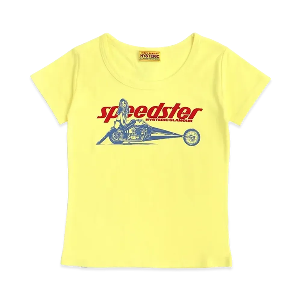 HYSTERIC GLAMOUR Women's Speedster Baby Tee "Yellow"