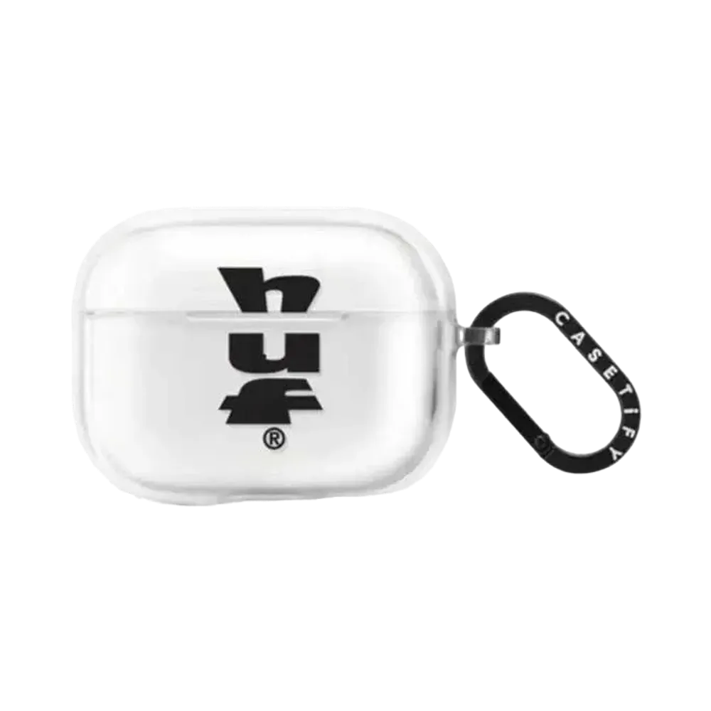 HUF x CASETiFY Black Logo Earbuds Case Impact Case (AirPods Pro 2st Generation) "Frost"