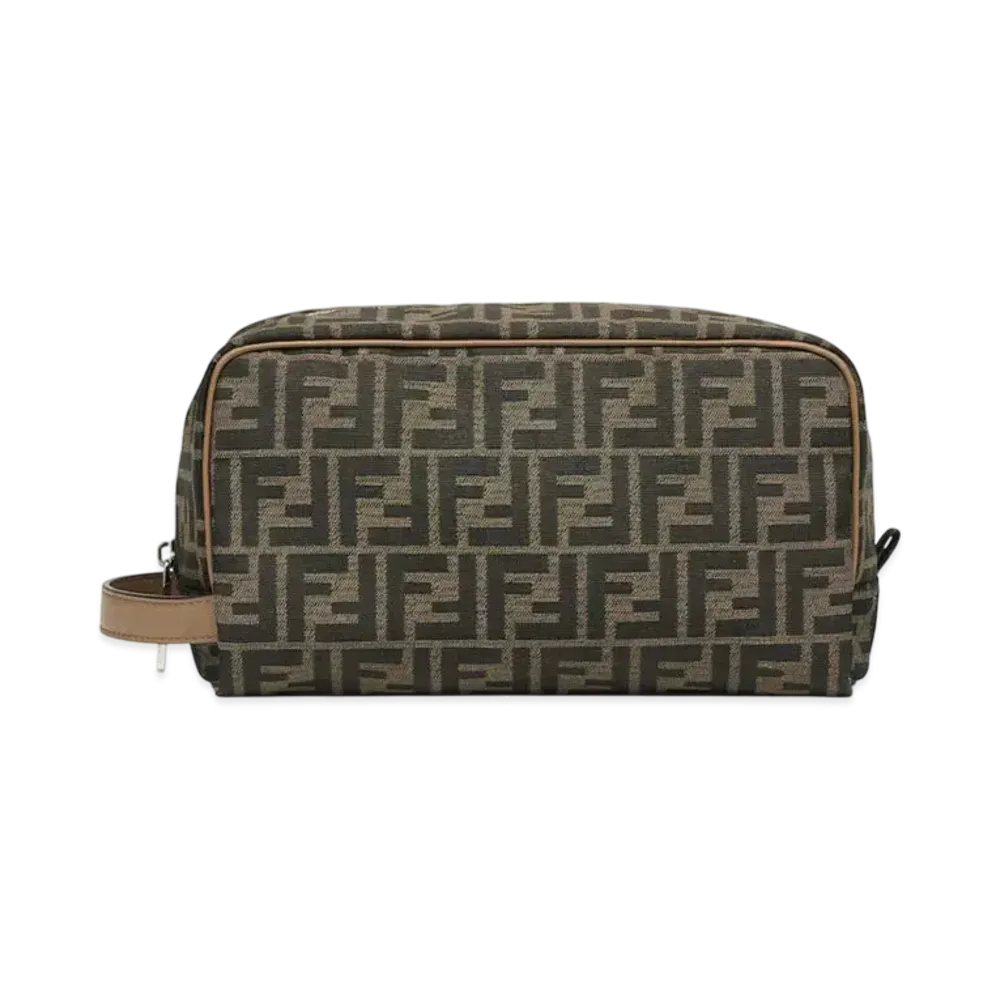 FENDI FF Toiletry Case FF Jacquard Fabric "Brown"