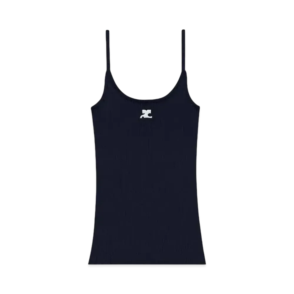 Courreges Reedition Rib Knit Tank Top "Navy"