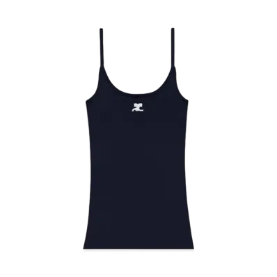 Courreges Reedition Rib Knit Tank Top "Navy"
