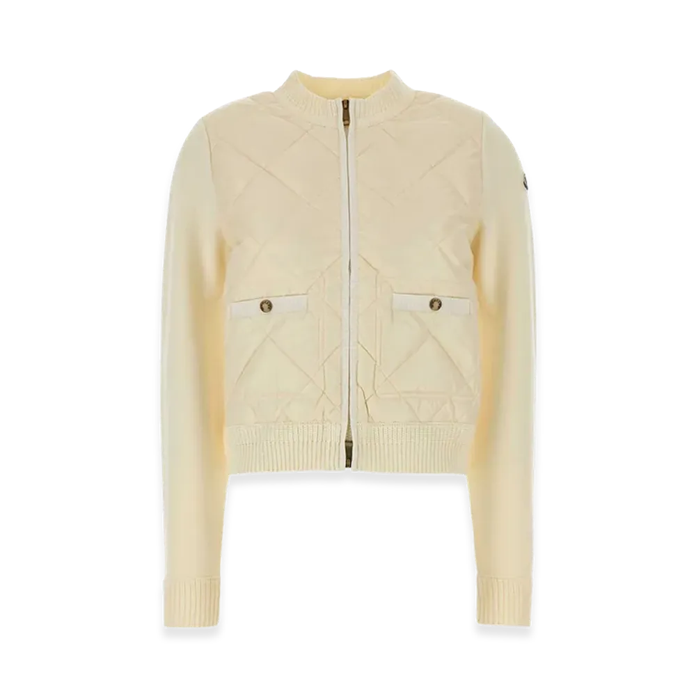MONCLER Women's Quilted Knit Cardigan "Off-White"