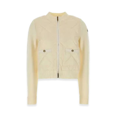 MONCLER Women's Quilted Knit Cardigan "Off-White"