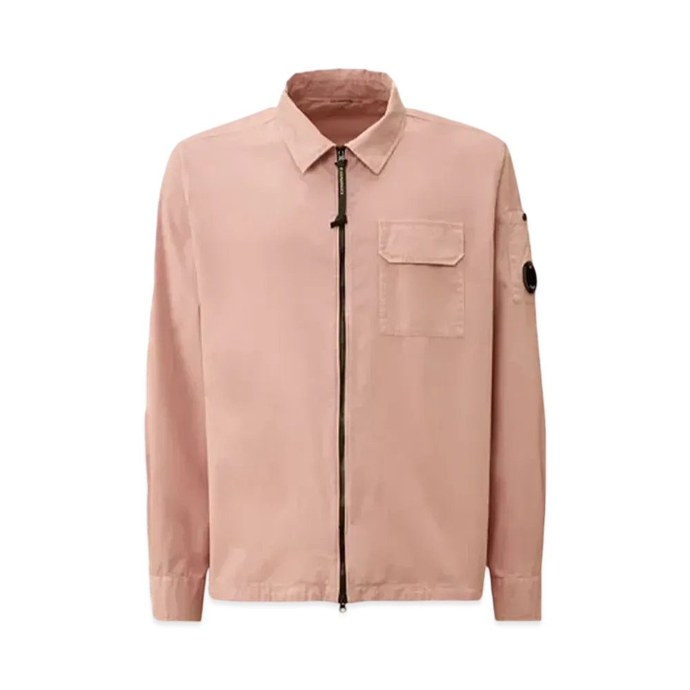 C.P. Company Organic Gabardine Full Zip Overshirt "Misty Rose Pink"