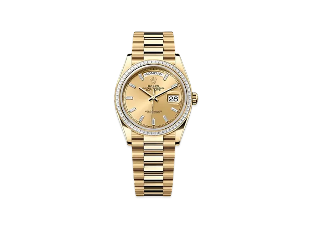 ROLEX Day-Date 36mm Yellow Gold Diamond 128398TBR "Champagne-colour"