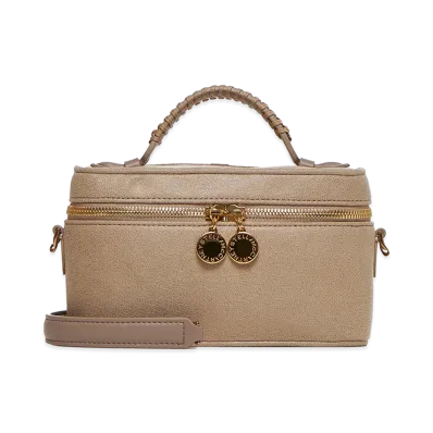STELLA McCARTNEY Women's Chain Falabella Cosmetic Case "Beige/Gold"