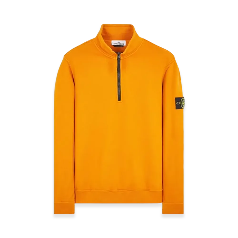Stone Island 62720 Brushed Cotton Fleece Garment Dyed Half Zip Up Sweatshirt - 23FW "Rust"