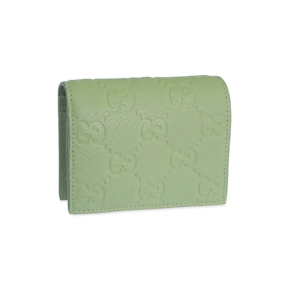GUCCI Women's Card Case/Bifold Wallet Compact Leather "Green"