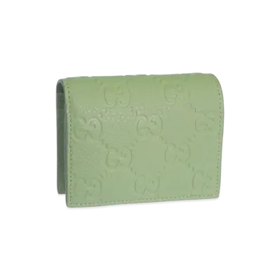 GUCCI Women's Card Case/Bifold Wallet Compact Leather "Green"