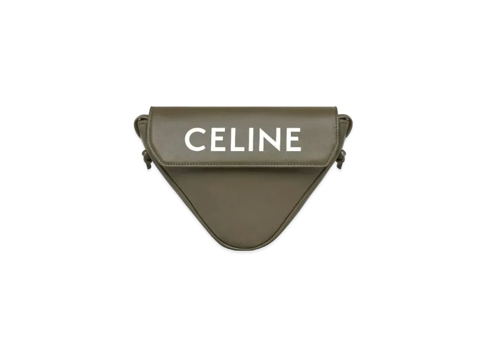CELINE Triangle Bag In Smooth Calfskin With Celine Print "Dark Olive"