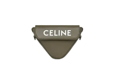 CELINE Triangle Bag In Smooth Calfskin With Celine Print "Dark Olive"