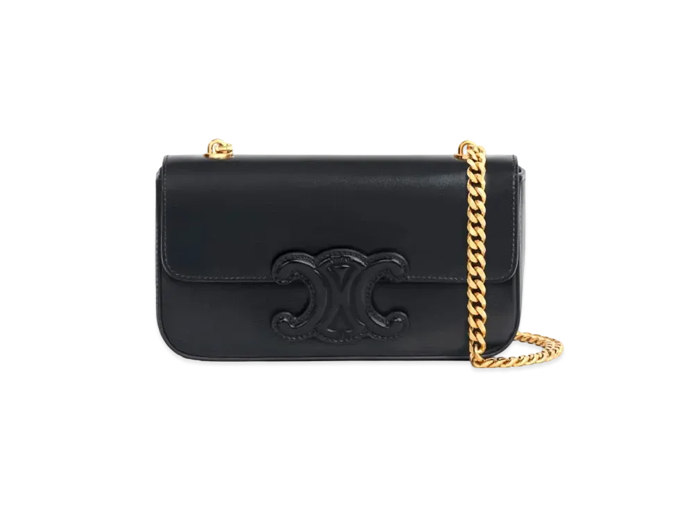 CELINE Chain Shoulder Bag Cuir Triomphe In Shiny Calfskin "Black"