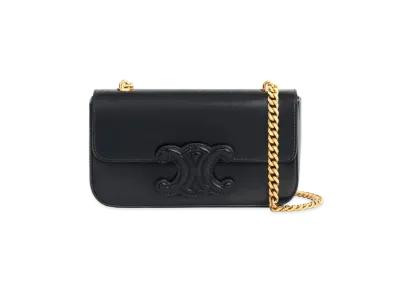 CELINE Chain Shoulder Bag Cuir Triomphe In Shiny Calfskin "Black"