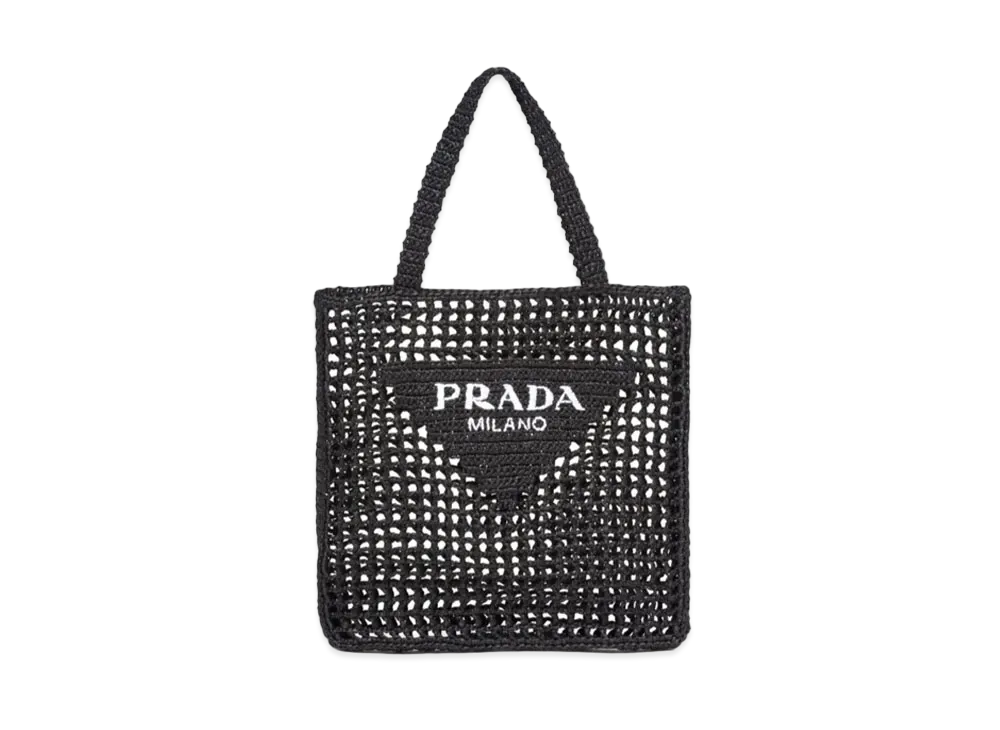 PRADA Raffia Tote Bag "Black"
