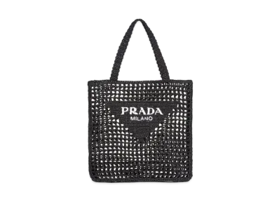 PRADA Raffia Tote Bag "Black"
