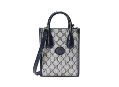 GUCCI Interlocking G Mini Tote Bag GG Supreme Canvas "Beige/Blue"