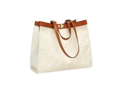FENDI Peekaboo X-Tote Canvas Bag "White"