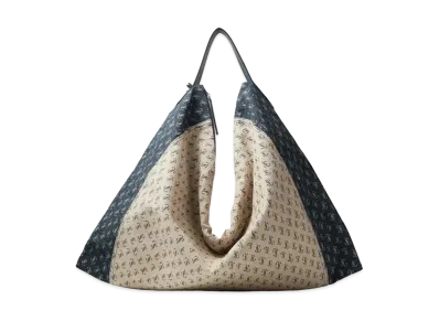 Jimmy Choo Ana Hobo/L JC Monogram Jacquard Hobo Handbag "Navy/Sand Dune"