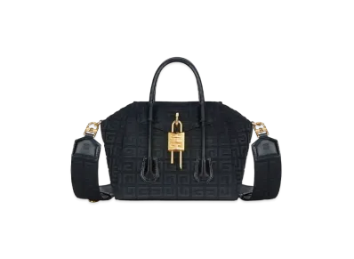 GIVENCHY Mini Antigona Lock Bag In 4G Embroidered Canvas "Black"