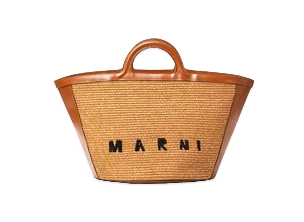 Marni Large TROPICALIA Bag in Leather and Raffia