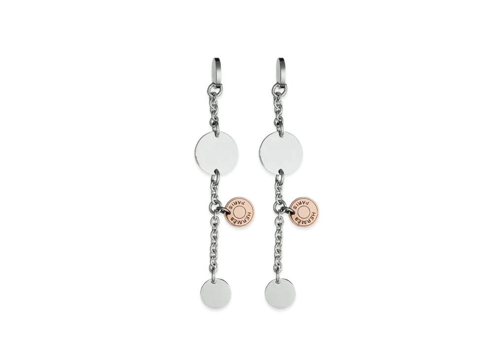 Hermes Confettis Earrings "Silver/Pink Gold"