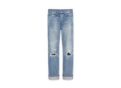CELINE Regulans Jeans / Trash Wash Denim "Slash Wash"