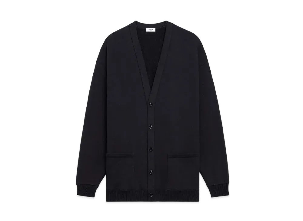 セリーヌ オーバーサイズ カーディガン / コットンフリース "ブラック/ホワイト" 2Y672670Q.38AW