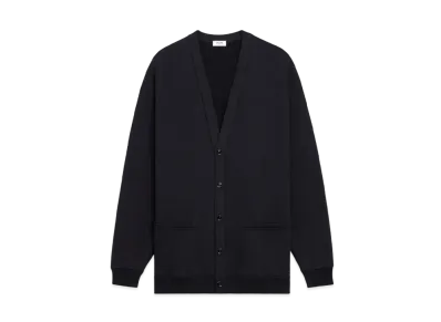 CELINE Oversized Celine Cardigan In Cotton Fleece "Black/White"