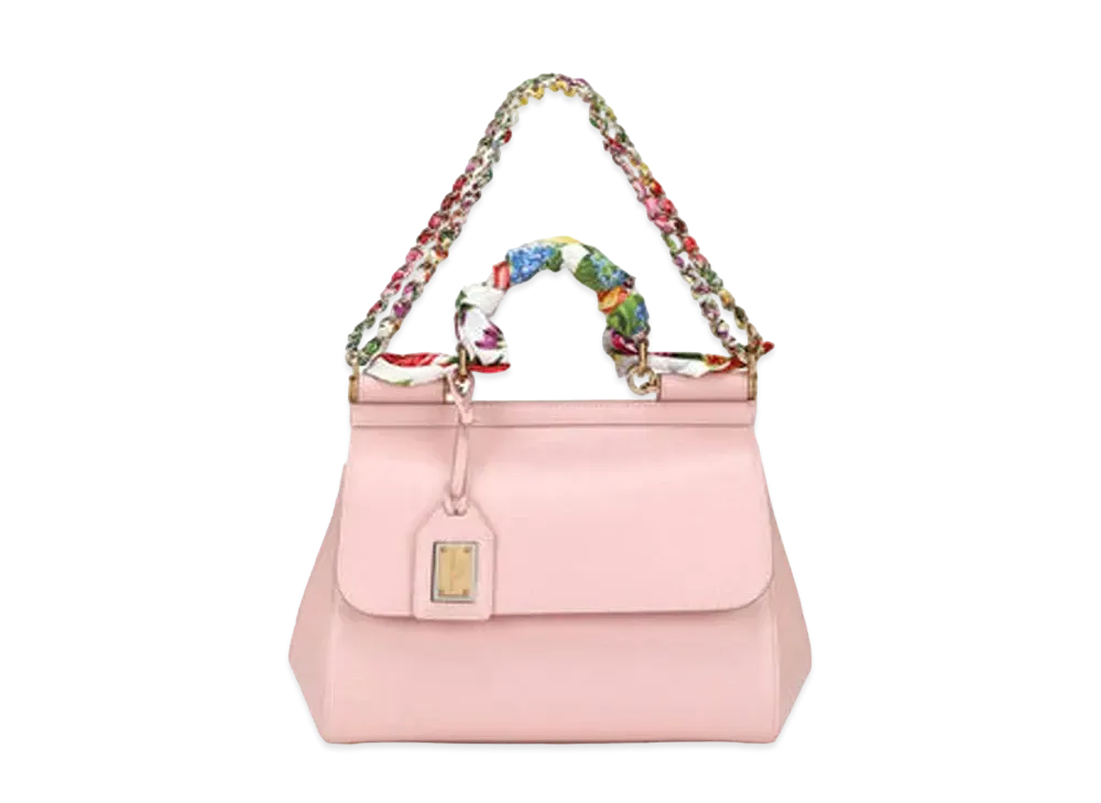 Dolce&Gabbana Sicily Bag Medium Dauphine Calfskin Scarf "Pink"