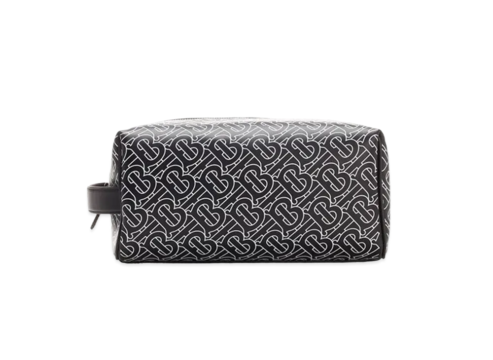 BURBERRY Monogram Printed Leather Travel Pouch "Black/White"