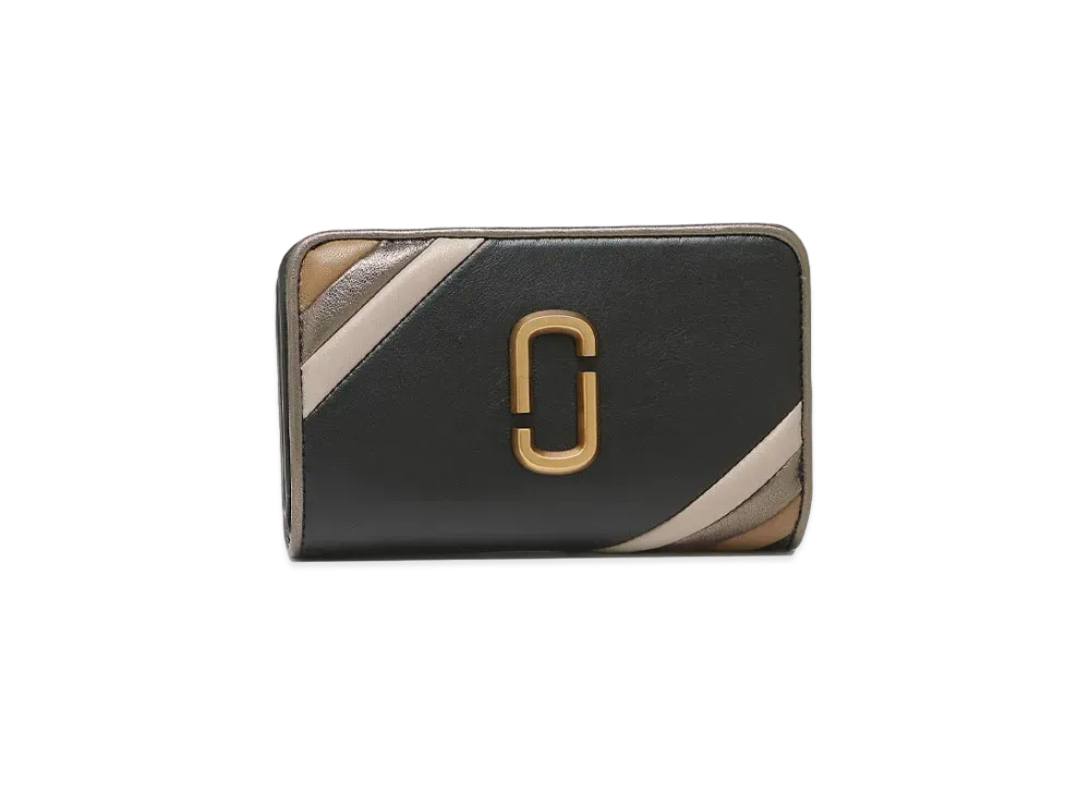 MARC JACOBS The Glam Shot Shiny Compact Wallet "Black Multi"