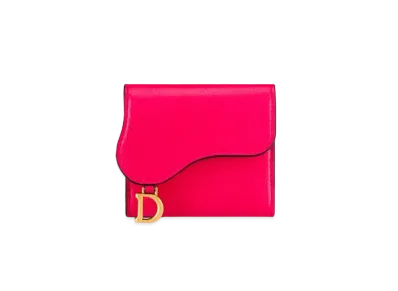 Dior Saddle Lotus Wallet Goat Skin "Bright Pink"