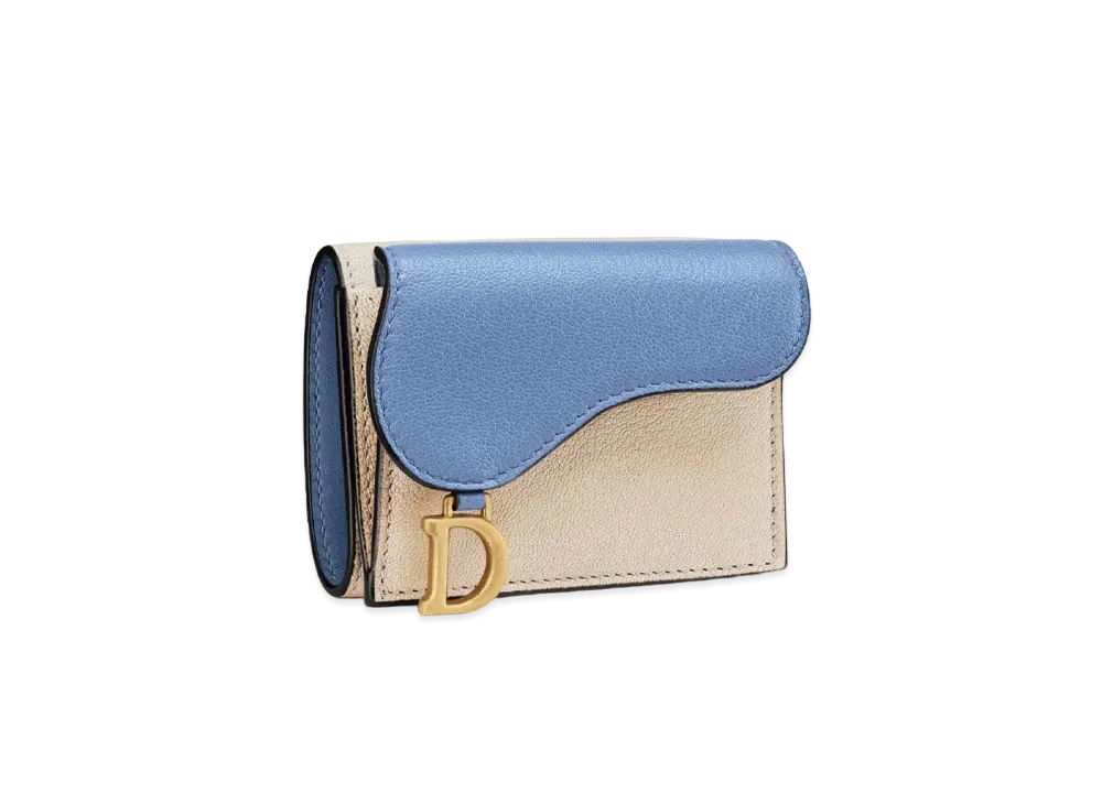 Dior Saddle Compact Wallet Goat Skin "Blue"